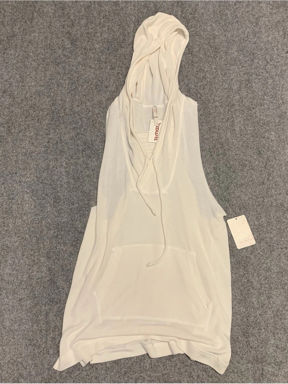 Free People Ivory Hooded Sleeveless Mini Tunic